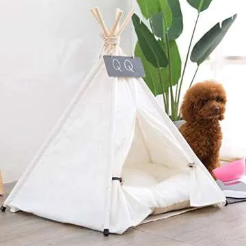 Charming Pet Teepee Tent with Cushion for Dogs and Cats - Cozy Retreat for Indoor & Outdoor Use