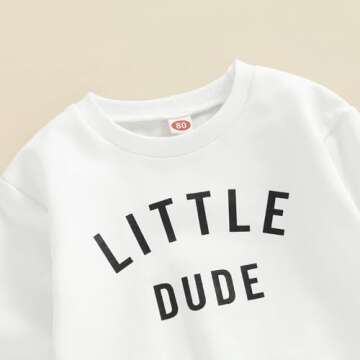 Toddler Baby Boy Fall Winter Outfits Letter Crewneck Sweatshirt Casual Pants 2Pcs Clothes Set White-Brown 0-6 Months