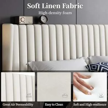 Sturdy King Upholstered Bed Frame with Easy Assembly