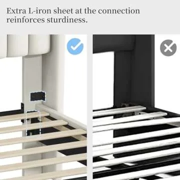 Sturdy King Upholstered Bed Frame with Easy Assembly