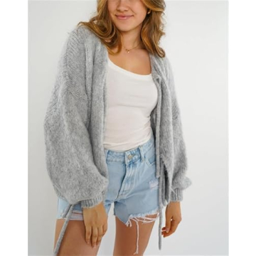 Women Tie Front Oversized Knitted Cardigan Y2k Style