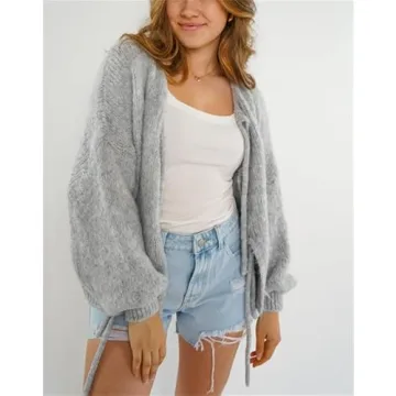 Women Tie Front Oversized Knitted Cardigan Y2k Style