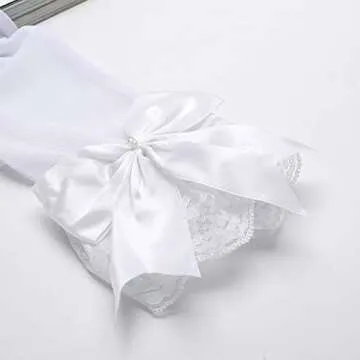 JISEN Women's Elegant Lace Wedding Gloves - White Ruffle