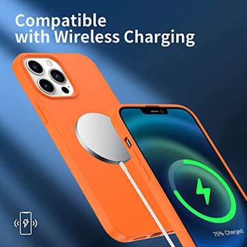 Amytor Designed for iPhone 13 Pro Max Case, Silicone Ultra Slim Shockproof Phone Case with Soft Anti-Scratch Microfiber Lining, [Enhanced Camera Protection] 6.7 inch (Orange)