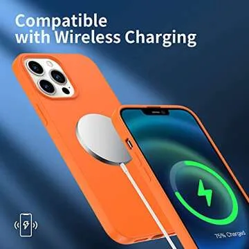 Amytor Designed for iPhone 13 Pro Max Case, Silicone Ultra Slim Shockproof Phone Case with Soft Anti-Scratch Microfiber Lining, [Enhanced Camera Protection] 6.7 inch (Orange)