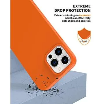 Amytor Designed for iPhone 13 Pro Max Case, Silicone Ultra Slim Shockproof Phone Case with Soft Anti-Scratch Microfiber Lining, [Enhanced Camera Protection] 6.7 inch (Orange)