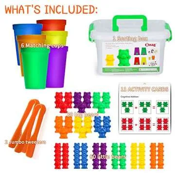 Bmag Counting Bears with Matching Sorting Cups,Number Color Recognition STEM Educational Toy for Tod...