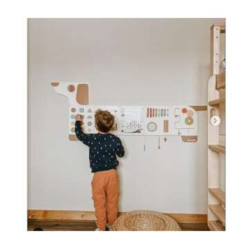 Beright Dog Activity Wall Busy Board Panels, Montessori Sensory Toys, Toddler Learning Activity Center, Perfect for Toddler Playroom & Children's Daycare, White