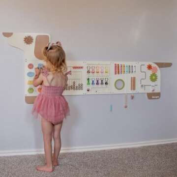 Beright Dog Activity Wall Busy Board Panels, Montessori Sensory Toys, Toddler Learning Activity Center, Perfect for Toddler Playroom & Children's Daycare, White