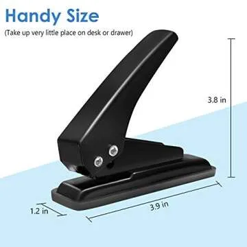 Single Hole Punch 1 Hole Puncher Heavy Duty Paper Hole Punch, 20 Sheet Punch Capacity, Whole Puncher Hand Craft Hole Puncher for Paper, Chipboard, Index Cards, Card Stock and Art Project, Black