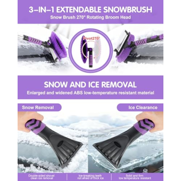 Lohhbve 42" Extendable Snow Brush with Squeegee
