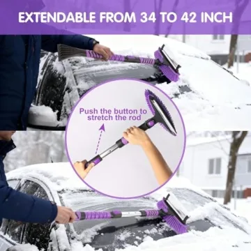 Lohhbve 42" Extendable Snow Brush with Squeegee