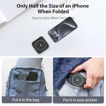 KU XIU Fast Wireless Charger, Magnetic Foldable 3 in 1 Charging Station for iPhone 16/15/14/13/12/Pro/Plus/Pro Max, 5W Portable Charger for Apple Watch10/9/8/7/6/5/4/3/SE, for Airpods3/2/Pro-Black