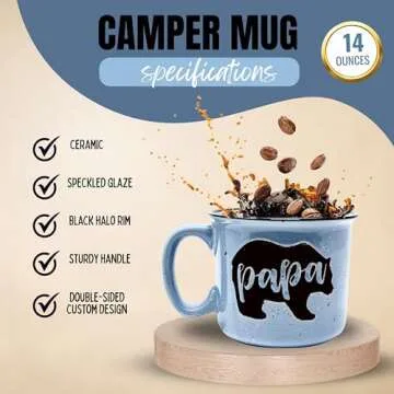Papa Bear 15oz Coffee Mug for Dad, Father, Grandpa, Husband - Unique Fun Gifts for Men, Grandads, Grandfather, Grandad, Pop Gifts from Grandkids for Father's Day, Christmas, Birthday Presents