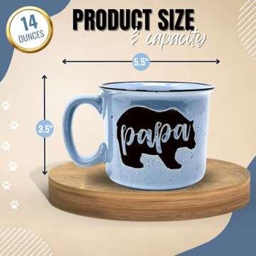 Papa Bear 15oz Coffee Mug for Dad, Father, Grandpa, Husband - Unique Fun Gifts for Men, Grandads, Grandfather, Grandad, Pop Gifts from Grandkids for Father's Day, Christmas, Birthday Presents