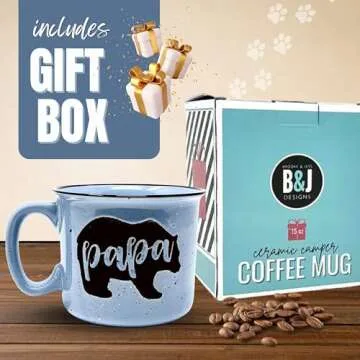 Papa Bear 15oz Coffee Mug for Dad, Father, Grandpa, Husband - Unique Fun Gifts for Men, Grandads, Grandfather, Grandad, Pop Gifts from Grandkids for Father's Day, Christmas, Birthday Presents