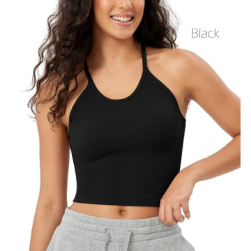 ODODOS Women's Seamless Crop Camisole 3-Pack for Comfort