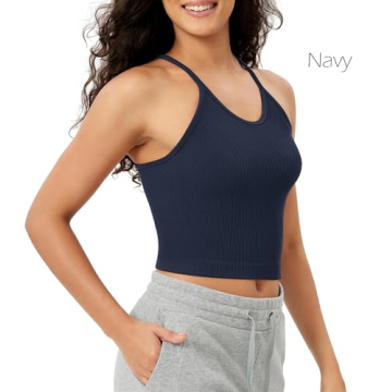 ODODOS Women's Seamless Crop Camisole 3-Pack for Comfort