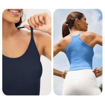 ODODOS Women's Seamless Crop Camisole 3-Pack for Comfort