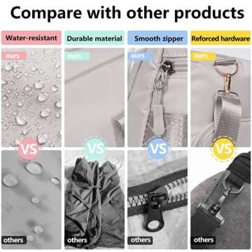 MABROUC Duffle Bag For Women, Sports Duffel Bag for Gym with Wet Pocket & Shoe Compartment, Overnight Weekender Travel Bag(lightgrey)