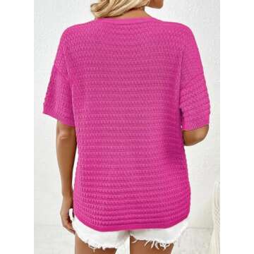 Dokotoo Women's Pullover Sweater - Lightweight Knit Short Sleeve Casual Top