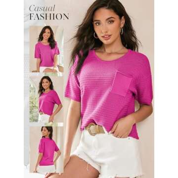 Dokotoo Womens Lightweight Short Sleeve Pullover Sweater