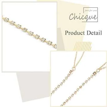 Blindery Gold Rhinestone Body Chain for Women