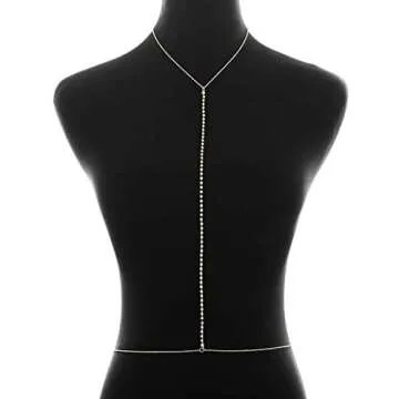 Blindery Gold Rhinestone Body Chain for Women