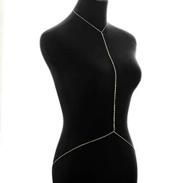 Blindery Gold Rhinestone Body Chain for Women