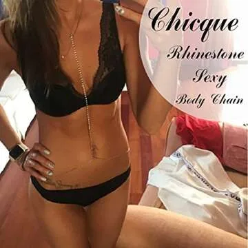 Blindery Gold Rhinestone Body Chain for Women