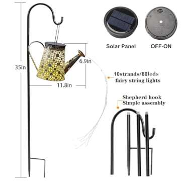 VOOKRY Solar Watering Can Lights, 2 Pack Large Hanging Lanterns Outdoor Waterproof Garden Decor Outside Decorations for Patio Yard Porch Lawn Landscape Gardening Gifts for Mom Women Grandma Birthday