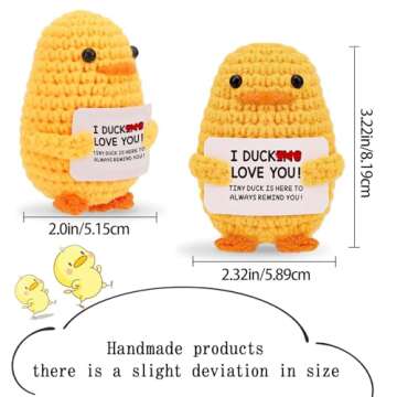 Valentines Day Gifts for Her Him Inspirational Crochet Positive Duck Anniversary Birthday Gifts for Women Cute Handmade Knitted Duck Toy with Positive Card Cheering I Love You Gift for Her Girlfriend