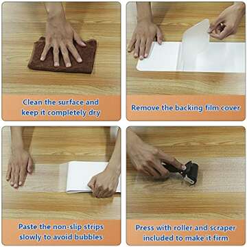 Butizone Stair Treads Non Slip 6" x 24", 15-Pack Pre-Cut Clear Anti Slip Strips for Wooden Steps Indoor, Transparent and Waterproof Grip Tape, Safety for Elderly, Children, and Dogs