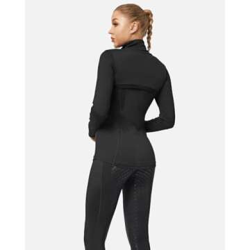 QUEENIEKE Women Athletic Jackets Cottony-Soft Full Zip Slim Fit Workout Running Jacket with Pockets(L,Black)