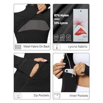 QUEENIEKE Women Athletic Jackets Cottony-Soft Full Zip Slim Fit Workout Running Jacket with Pockets(L,Black)