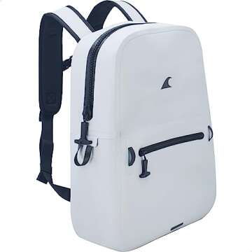 Breakwater Supply™ Fogland Lite Small Waterproof Submersible Backpack with Laptop Sleeve & Airtight Zippers for Outdoors, Surfing, Kayaking, Hiking, Cycling, Unisex TPU Dry Bag (Fog White, 15L)