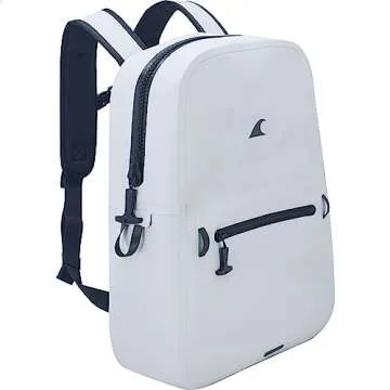 Breakwater Supply™ Fogland Lite Small Waterproof Submersible Backpack with Laptop Sleeve & Airtight Zippers for Outdoors, Surfing, Kayaking, Hiking, Cycling, Unisex TPU Dry Bag (Fog White, 15L)