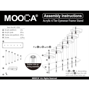 MOOCA 6 Tier Acrylic Eyeglass Organizer for Stylish Display