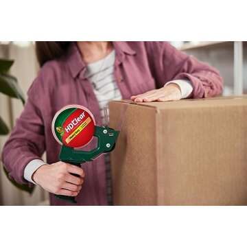 Duck HD Clear Packing Tape Dispenser – Tape Gun with 1 Roll of Heavy Duty Shipping and Moving Tape...