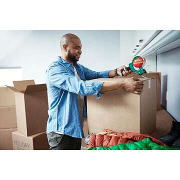 Duck HD Clear Packing Tape Dispenser – Tape Gun with 1 Roll of Heavy Duty Shipping and Moving Tape - Clear Strong Packaging Tape for Boxes, Packing and Moving Supplies - 1.88 In. x 54.6 Yards (287398)