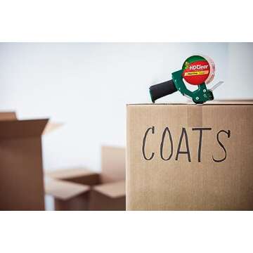 Duck HD Clear Packing Tape Dispenser – Tape Gun with 1 Roll of Heavy Duty Shipping and Moving Tape - Clear Strong Packaging Tape for Boxes, Packing and Moving Supplies - 1.88 In. x 54.6 Yards (287398)