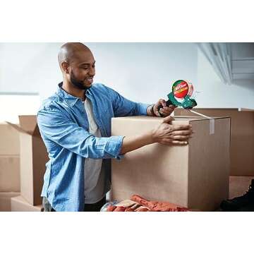 Duck HD Clear Packing Tape Dispenser – Tape Gun with 1 Roll of Heavy Duty Shipping and Moving Tape - Clear Strong Packaging Tape for Boxes, Packing and Moving Supplies - 1.88 In. x 54.6 Yards (287398)