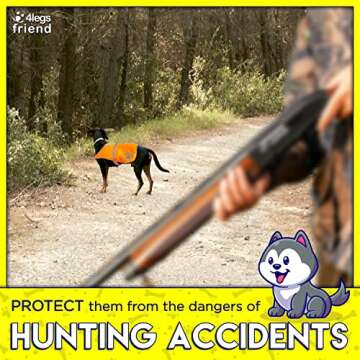 4LegsFriend Reflective Dog Vest. Hi-Visibility, Blaze Orange Oxford 300D Waterproof Dog Vest Helps Protect Your Best Friend. Safeguard Your PUP from Motorists & Hunting Accidents, On or Off Leash
