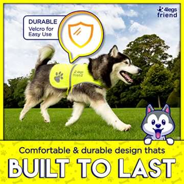 4LegsFriend Reflective Dog Vest. Hi-Visibility, Blaze Orange Oxford 300D Waterproof Dog Vest Helps Protect Your Best Friend. Safeguard Your PUP from Motorists & Hunting Accidents, On or Off Leash