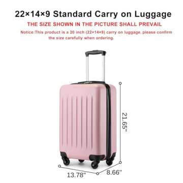 Kono Carry on Suitcase 19 Inch Hardside Carry on Luggage Small Suitcase with Spinner Wheels Lightwei...