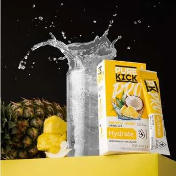PURE KICK PRO Hydration Electrolyte Drink Mix, Pineapple Coconut, Includes 1 Box with 6 Packets in Each Box