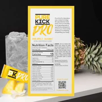 PURE KICK PRO Hydration Electrolyte Drink Mix, Pineapple Coconut, Includes 1 Box with 6 Packets in Each Box