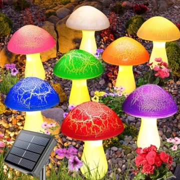 Homeleo 8-Pack Solar Mushroom Lights - Cracked Garden Decor