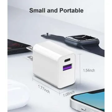 USB C Charger Block, Compatible for Apple Watch Charger Block, Dual Port Type C iWatch Charger Block Adapter Compatible for Apple Watch Series 9 8, iPhone 16/16 Pro/16 Pro Max, White
