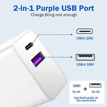 USB C Charger Block, Compatible for Apple Watch Charger Block, Dual Port Type C iWatch Charger Block Adapter Compatible for Apple Watch Series 9 8, iPhone 16/16 Pro/16 Pro Max, White